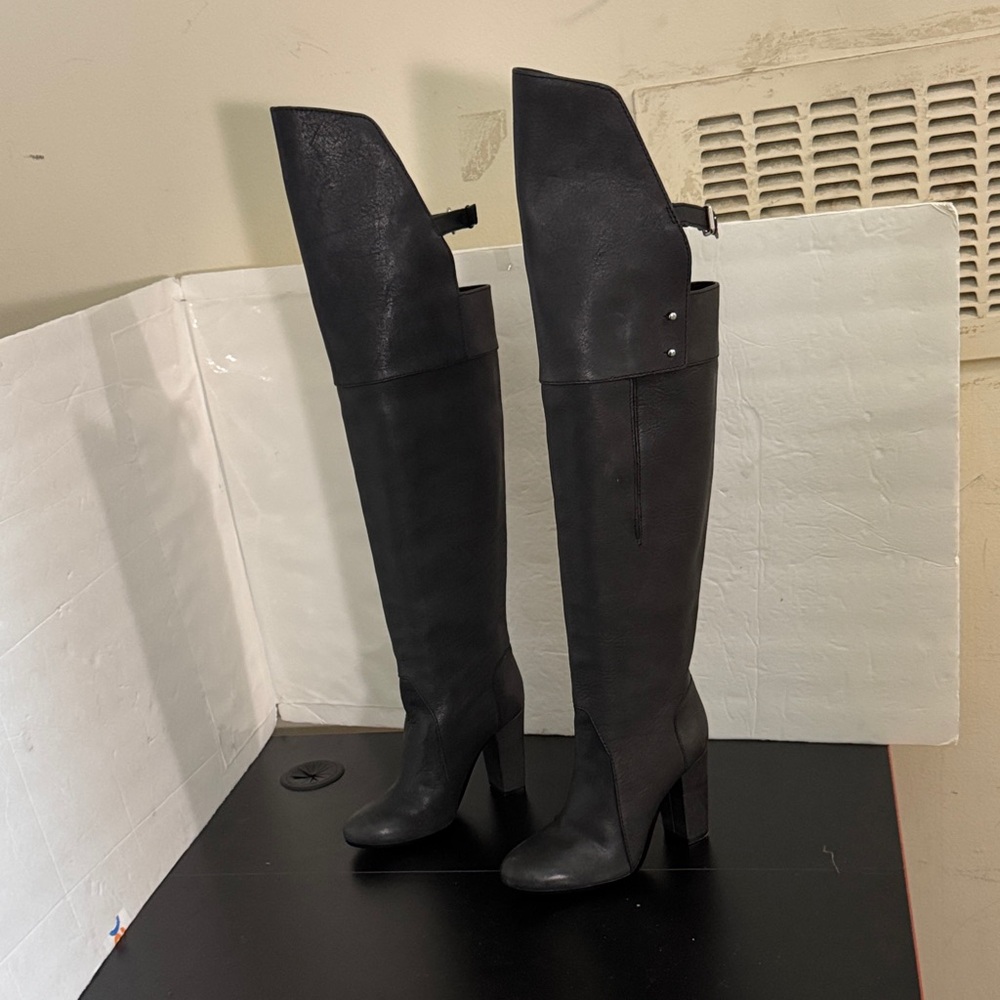 3.1 Phillip Lim Sleek Black Over-the-Knee OTK tall high heels Boots